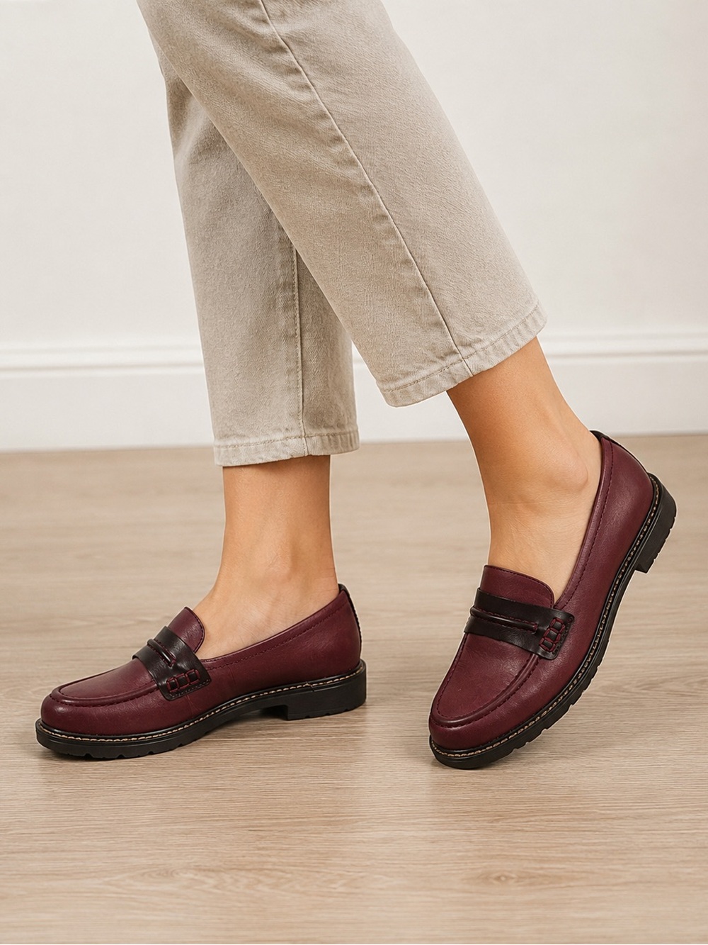 Cobb Hill Women’s Burgundy Loafers Comfort Slip On Shoes Size 6 EU 36 New